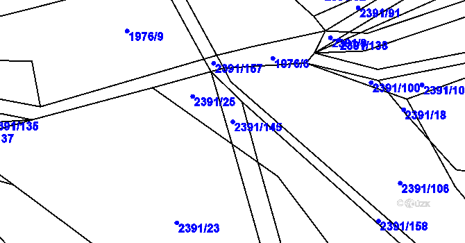 Parcela st. 2391/145 v KÚ Bratřejov u Vizovic, Katastrální mapa