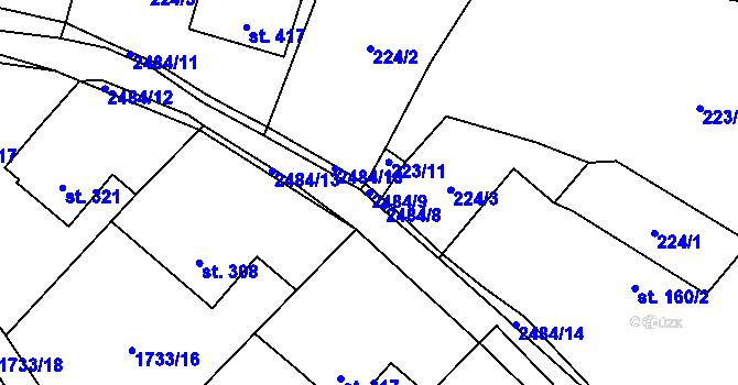Parcela st. 2484/9 v KÚ Bratřejov u Vizovic, Katastrální mapa