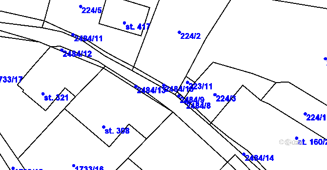Parcela st. 2484/10 v KÚ Bratřejov u Vizovic, Katastrální mapa