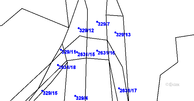 Parcela st. 2631/16 v KÚ Bratřejov u Vizovic, Katastrální mapa
