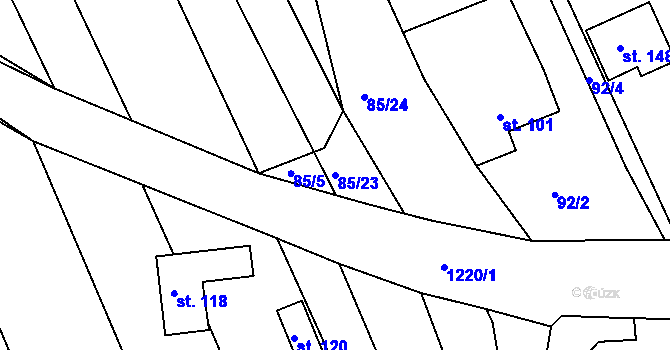 Parcela st. 85/23 v KÚ Bratřice, Katastrální mapa