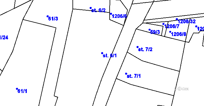 Parcela st. 6/1 v KÚ Bratřice, Katastrální mapa