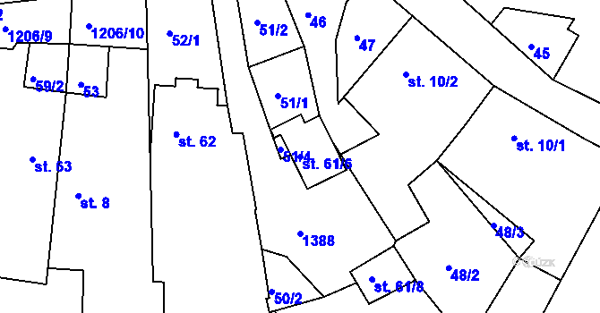 Parcela st. 61/6 v KÚ Bratřice, Katastrální mapa