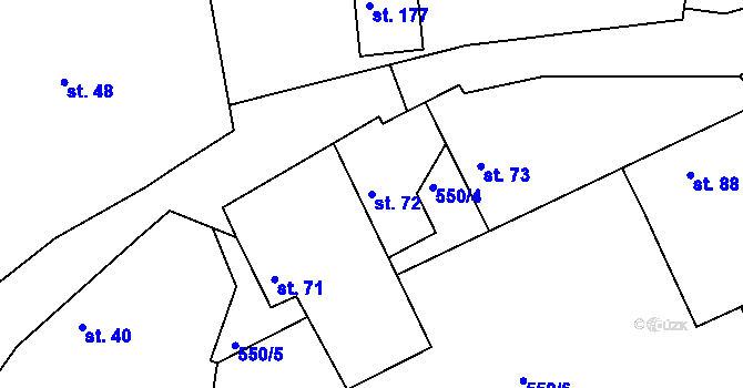 Parcela st. 72 v KÚ Bratřice, Katastrální mapa