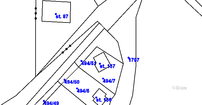Parcela st. 494/12 v KÚ Bratřice, Katastrální mapa