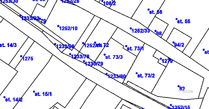 Parcela st. 73/3 v KÚ Bratříkovice, Katastrální mapa