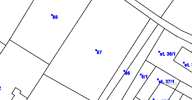 Parcela st. 87 v KÚ Bratříkovice, Katastrální mapa