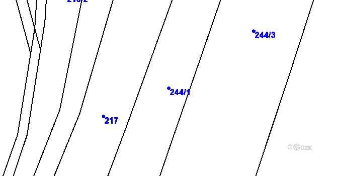 Parcela st. 244/1 v KÚ Bratřínov, Katastrální mapa
