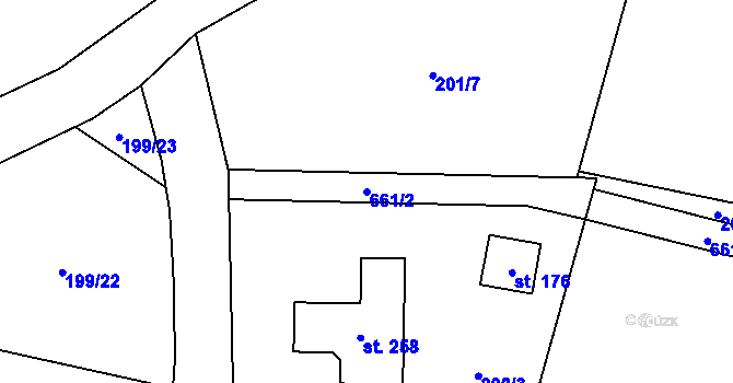 Parcela st. 661/2 v KÚ Bratřínov, Katastrální mapa
