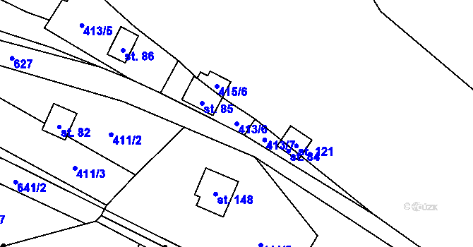 Parcela st. 413/6 v KÚ Bratřínov, Katastrální mapa