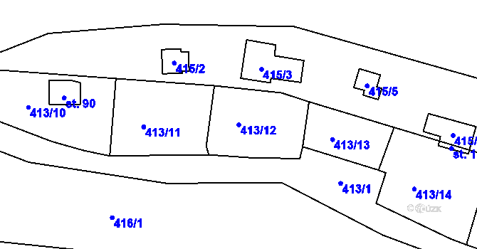 Parcela st. 413/12 v KÚ Bratřínov, Katastrální mapa