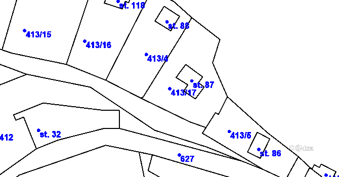 Parcela st. 413/17 v KÚ Bratřínov, Katastrální mapa