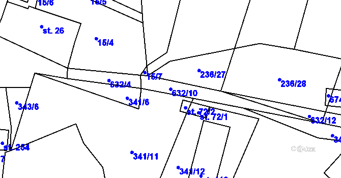 Parcela st. 632/10 v KÚ Bratřínov, Katastrální mapa