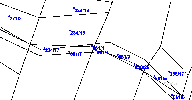 Parcela st. 661/4 v KÚ Bratřínov, Katastrální mapa