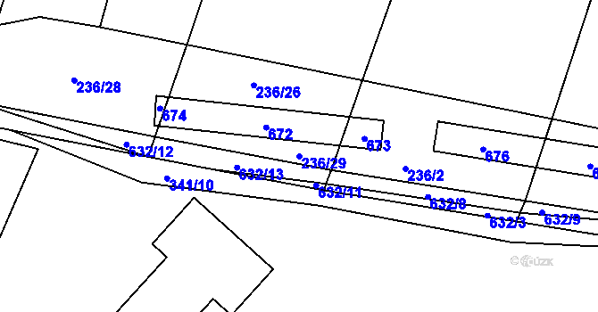 Parcela st. 236/29 v KÚ Bratřínov, Katastrální mapa