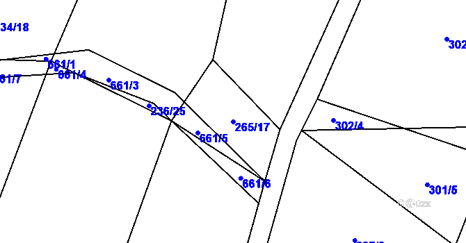 Parcela st. 265/17 v KÚ Bratřínov, Katastrální mapa