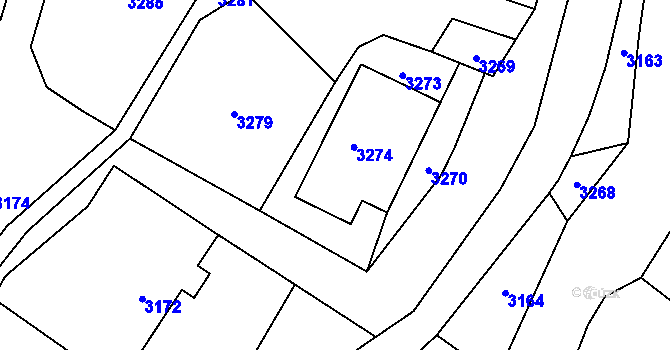 Parcela st. 38 v KÚ Bravantice, Katastrální mapa