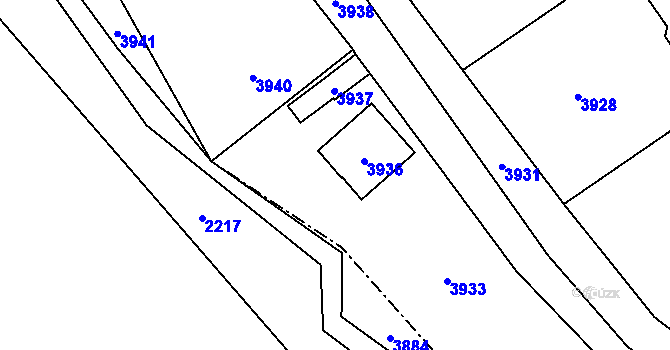 Parcela st. 217 v KÚ Bravantice, Katastrální mapa