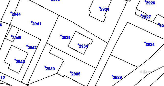 Parcela st. 282 v KÚ Bravantice, Katastrální mapa