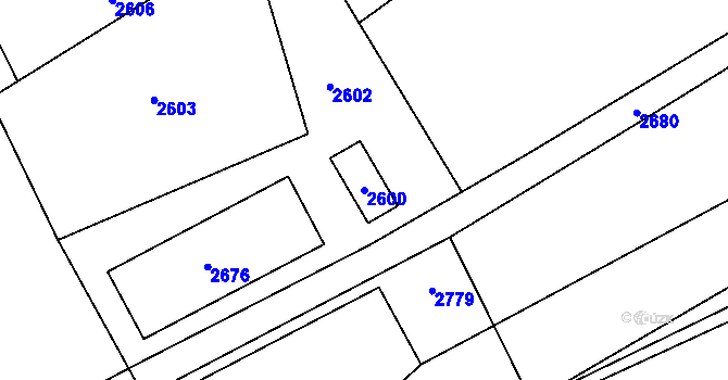 Parcela st. 2600 v KÚ Bravantice, Katastrální mapa