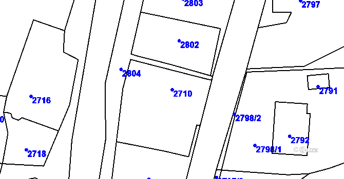 Parcela st. 2710 v KÚ Bravantice, Katastrální mapa
