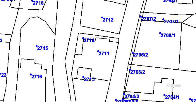Parcela st. 2711 v KÚ Bravantice, Katastrální mapa