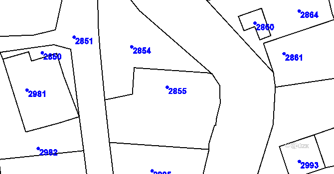 Parcela st. 2855 v KÚ Bravantice, Katastrální mapa