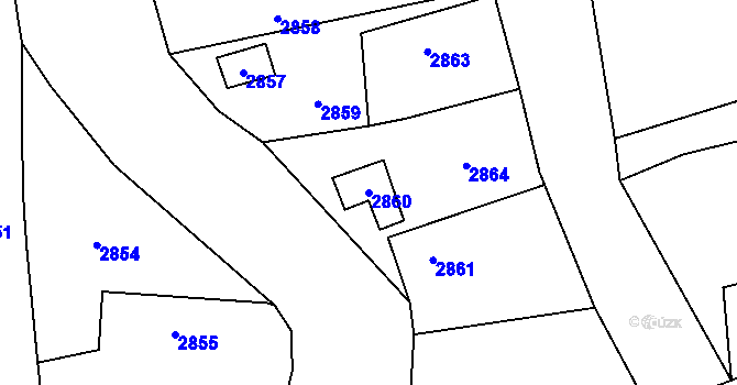 Parcela st. 2860 v KÚ Bravantice, Katastrální mapa