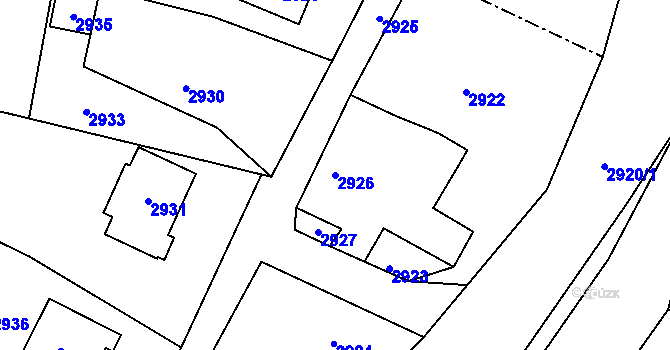 Parcela st. 2926 v KÚ Bravantice, Katastrální mapa