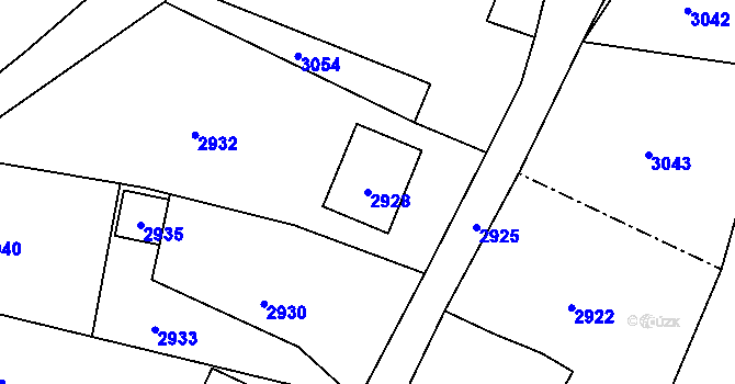 Parcela st. 2928 v KÚ Bravantice, Katastrální mapa