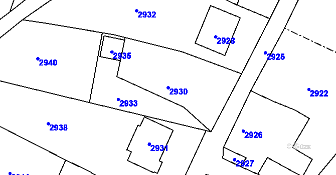Parcela st. 2930 v KÚ Bravantice, Katastrální mapa