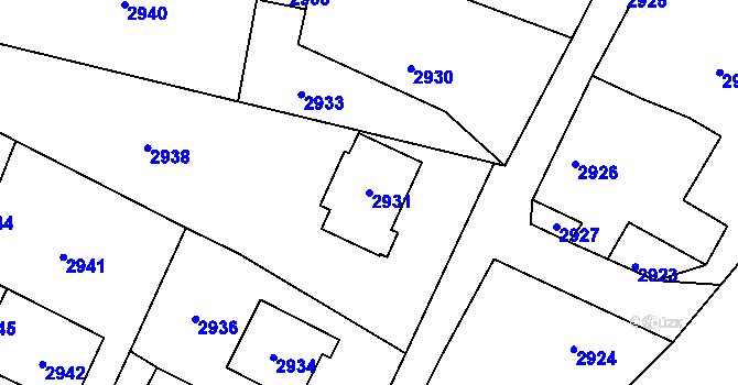 Parcela st. 2931 v KÚ Bravantice, Katastrální mapa