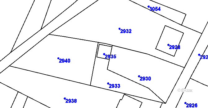 Parcela st. 2935 v KÚ Bravantice, Katastrální mapa
