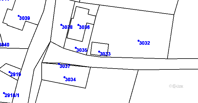 Parcela st. 3033 v KÚ Bravantice, Katastrální mapa