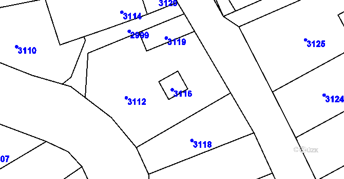 Parcela st. 3116 v KÚ Bravantice, Katastrální mapa