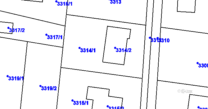 Parcela st. 3314 v KÚ Bravantice, Katastrální mapa