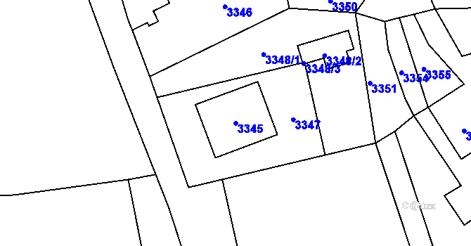 Parcela st. 3345 v KÚ Bravantice, Katastrální mapa