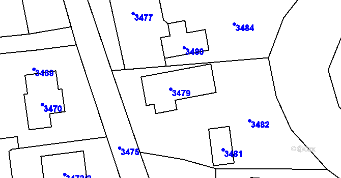 Parcela st. 3479 v KÚ Bravantice, Katastrální mapa