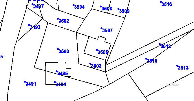 Parcela st. 3505 v KÚ Bravantice, Katastrální mapa