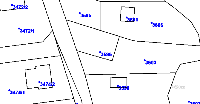 Parcela st. 3596 v KÚ Bravantice, Katastrální mapa