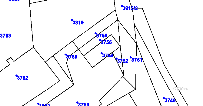Parcela st. 3754 v KÚ Bravantice, Katastrální mapa