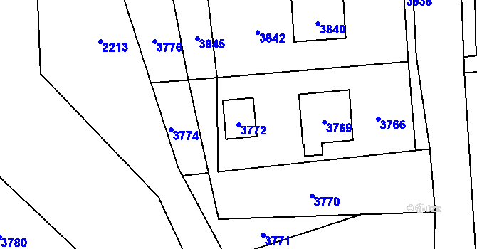 Parcela st. 3772 v KÚ Bravantice, Katastrální mapa
