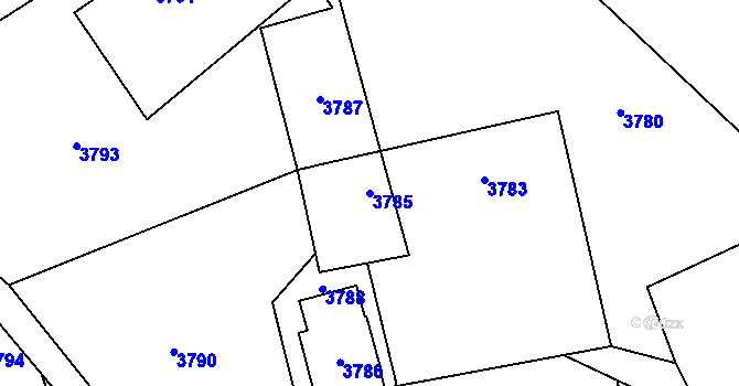 Parcela st. 3785 v KÚ Bravantice, Katastrální mapa