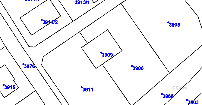 Parcela st. 3909 v KÚ Bravantice, Katastrální mapa