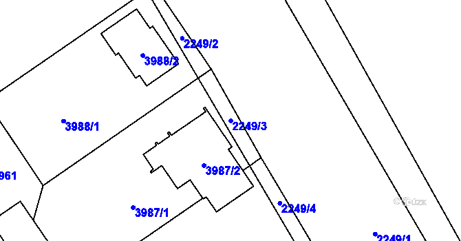 Parcela st. 2249/3 v KÚ Bravantice, Katastrální mapa
