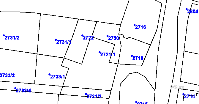 Parcela st. 2721/1 v KÚ Bravantice, Katastrální mapa