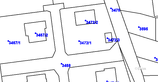 Parcela st. 3472/1 v KÚ Bravantice, Katastrální mapa