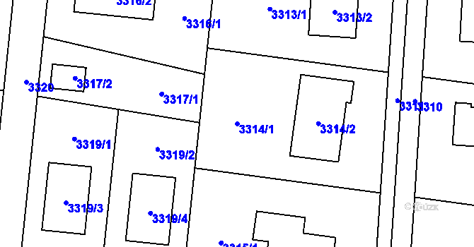 Parcela st. 3314/1 v KÚ Bravantice, Katastrální mapa