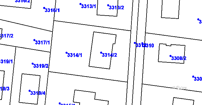 Parcela st. 3314/2 v KÚ Bravantice, Katastrální mapa