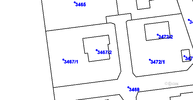 Parcela st. 3467/2 v KÚ Bravantice, Katastrální mapa
